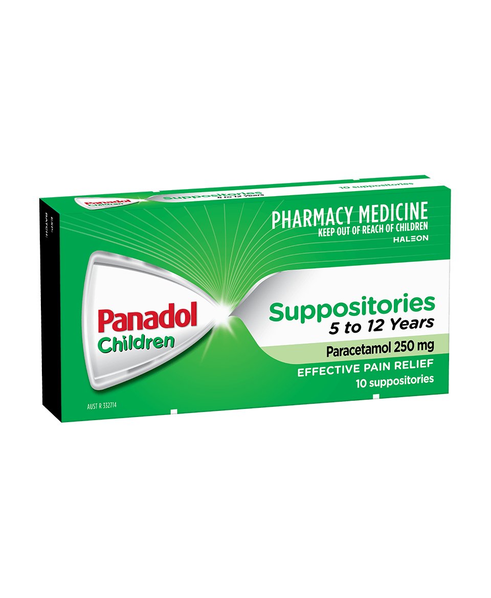 Panadol Suppositories Paracetamol 250mg 5-12 Years 10 viên