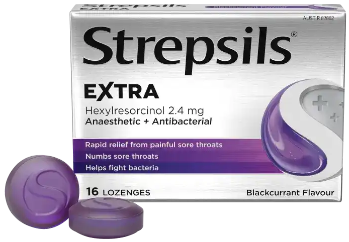 Strepsils Extra Sore Throat Pain Relief with Anaesthetic Lozenges